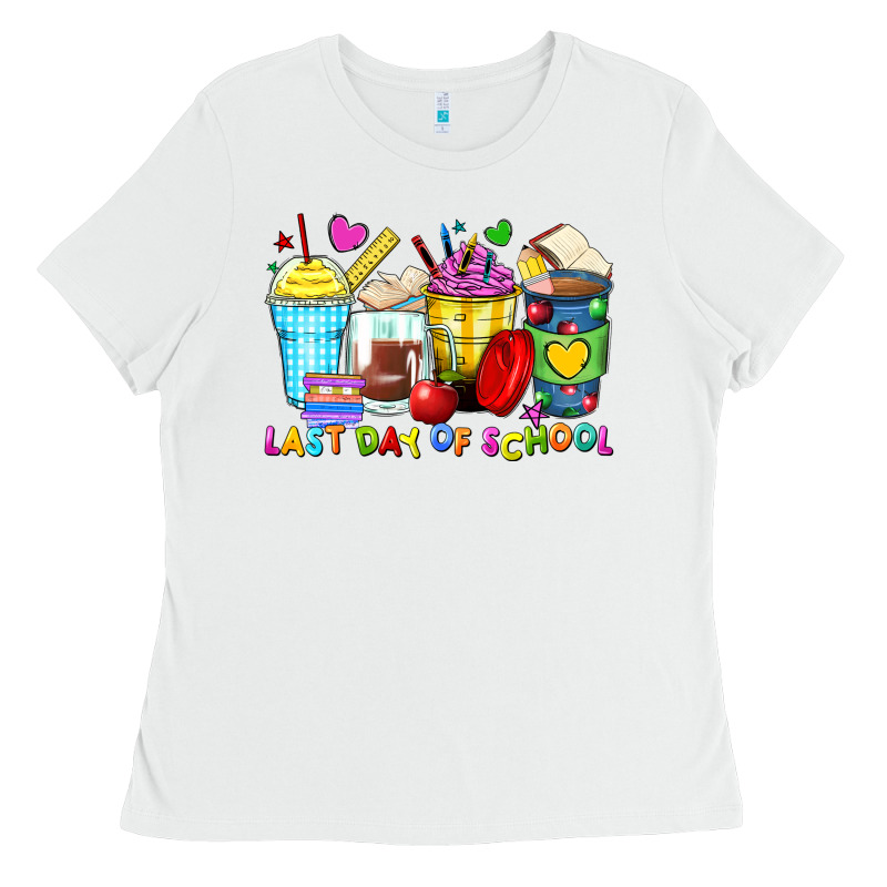 Last Day Of School Coffee Cups Ladies Tee by Zillion Design Studio | Teevron