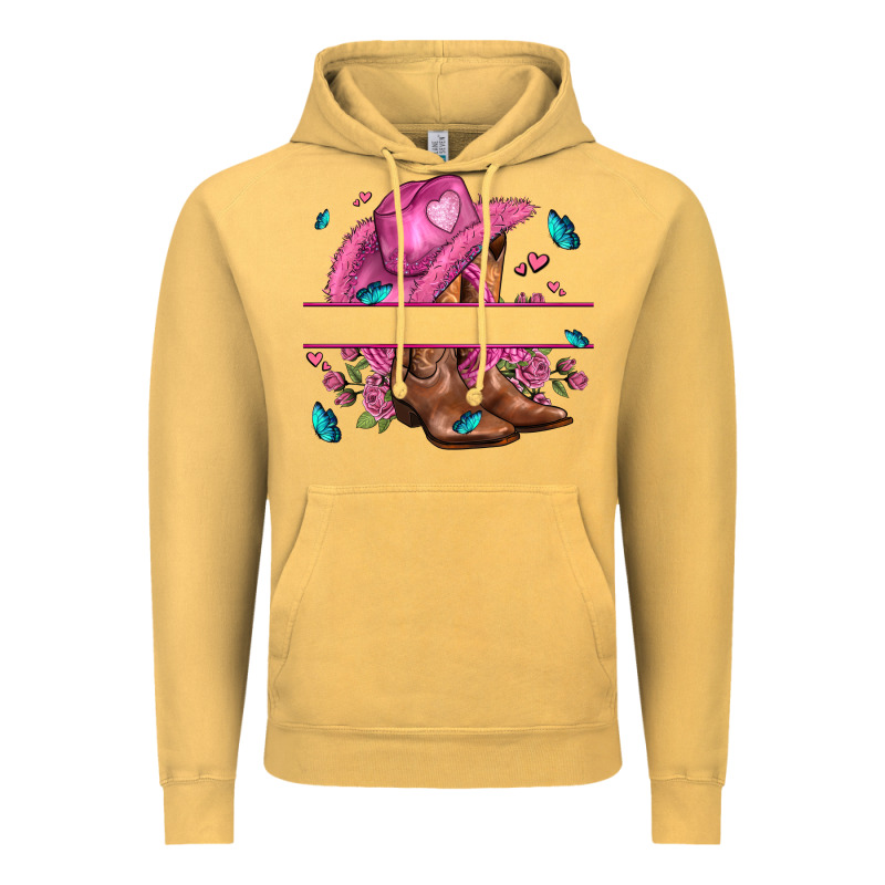 Pink Cowgirl Hat And Roses Vintage Hoodie by AdoDesignShop | Teevron