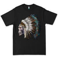 Black skull with indian headdress Premium Tee - RanaPortraitStore
