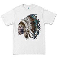 White skull with indian headdress Premium Tee - RanaPortraitStore