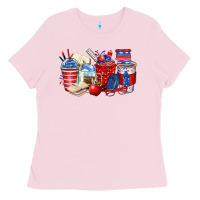 Bubblegum Pink 4th of july teacher coffee cups Ladies Tee - Zillion Design Studio