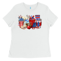 White 4th of july teacher coffee cups Ladies Tee - Zillion Design Studio