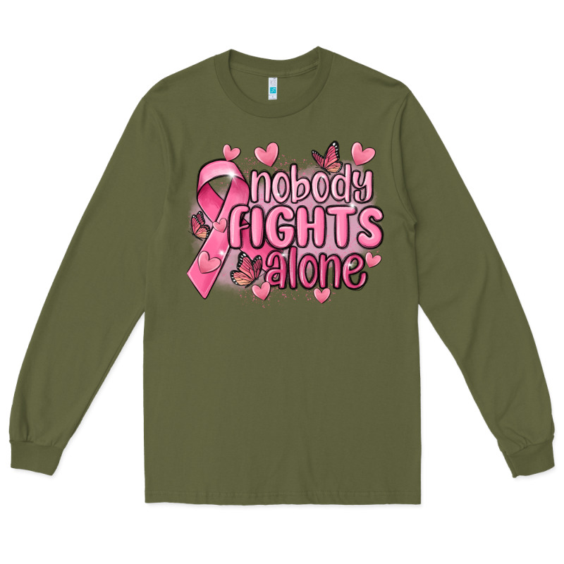 Nobody Fights Alone Cancer Long Sleeve Tee by MaliasSmallBusiness | Teevron