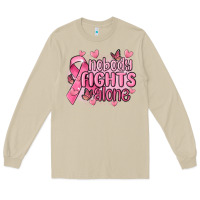 Mushroom nobody fights alone cancer Long Sleeve Tee - MaliasSmallBusiness