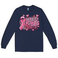 Navy nobody fights alone cancer Long Sleeve Tee - MaliasSmallBusiness
