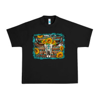 Black longhorn bull skull western turquoise background Urban Heavy Tee - Artiststas