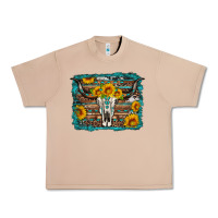 Burro longhorn bull skull western turquoise background Urban Heavy Tee - Artiststas