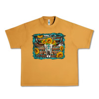 Peanut Butter longhorn bull skull western turquoise background Urban Heavy Tee - Artiststas