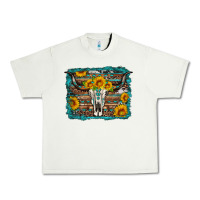 Pistachio longhorn bull skull western turquoise background Urban Heavy Tee - Artiststas