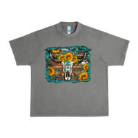 Tornado longhorn bull skull western turquoise background Urban Heavy Tee - Artiststas