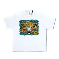 White longhorn bull skull western turquoise background Urban Heavy Tee - Artiststas