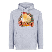 Chick With Flowers Leopard Background Heavyweight Hoodie | Teevron