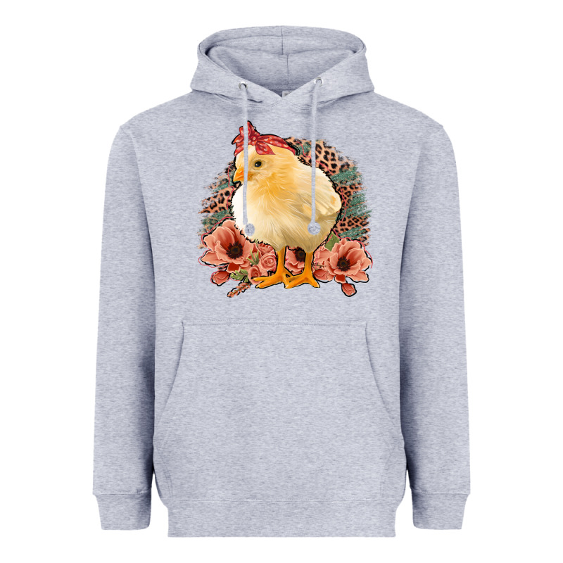 Chick With Flowers Leopard Background Heavyweight Hoodie by Bettercallsaul | Teevron