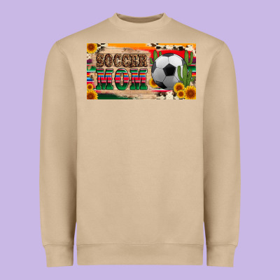 Soccer Mom With Ball And Sunflower Cactus Serape Licanse Plate Heavyweight Sweatshirt Designed By Artiststas