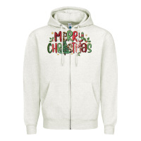 Oatmeal Heather merry christmas Zipper Hoodie - MaliasSmallBusiness