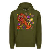 Army Green Crawfish and fleur de lis Premium Hoodie - NancyCooperArtShop