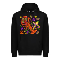 Black Crawfish and fleur de lis Premium Hoodie - NancyCooperArtShop