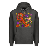 Charcoal Heather Crawfish and fleur de lis Premium Hoodie - NancyCooperArtShop