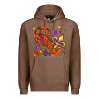 Chestnut Crawfish and fleur de lis Premium Hoodie - NancyCooperArtShop