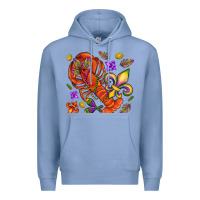 Colony Blue Crawfish and fleur de lis Premium Hoodie - NancyCooperArtShop