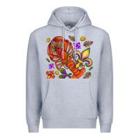Heather Grey Crawfish and fleur de lis Premium Hoodie - NancyCooperArtShop