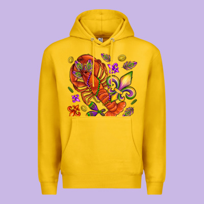 Crawfish And Fleur De Lis Premium Hoodie Designed By Nancycooperartshop