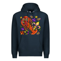 Navy Crawfish and fleur de lis Premium Hoodie - NancyCooperArtShop