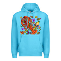 Ocean Blue Crawfish and fleur de lis Premium Hoodie - NancyCooperArtShop