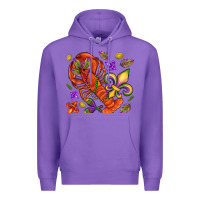 Purple Crawfish and fleur de lis Premium Hoodie - NancyCooperArtShop