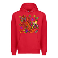 Red Crawfish and fleur de lis Premium Hoodie - NancyCooperArtShop