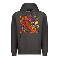 Smoke Crawfish and fleur de lis Premium Hoodie - NancyCooperArtShop