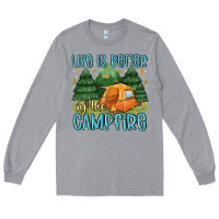 Heather Grey life is better by the camp fire Long Sleeve Tee - MaliasSmallBusiness
