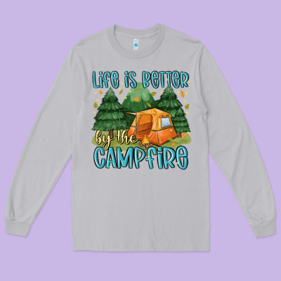 Life Is Better By The Camp Fire Long Sleeve Tee Designed By Maliassmallbusiness