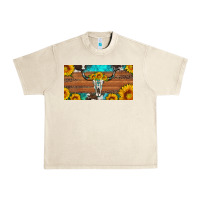 Sandshell longhorn bull skull license plate Urban Heavy Tee - Artiststas