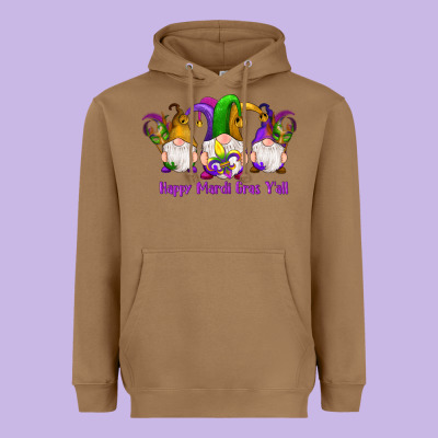 Happy Mardi Gras Y'all Gnomes Heavyweight Hoodie Designed By Ranaportraitstore