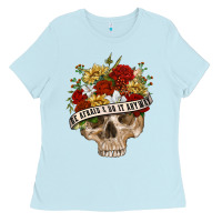 Baby Blue Be Afraid&Do It Anyway Ladies Tee - RanaPortraitStore