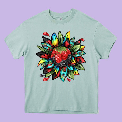 Berry Sunflower Heavy Core Tee Designed By Texasbilliewilder