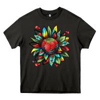 Asphalt berry sunflower Heavy Core Tee - texasbilliewilder