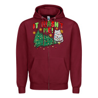 Burgundy it wasn't me! christmas cat Zipper Hoodie - MaliasSmallBusiness