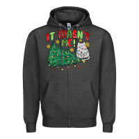 Charcoal Heather it wasn't me! christmas cat Zipper Hoodie - MaliasSmallBusiness