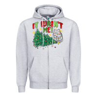 Heather Grey it wasn't me! christmas cat Zipper Hoodie - MaliasSmallBusiness