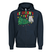 Navy it wasn't me! christmas cat Zipper Hoodie - MaliasSmallBusiness