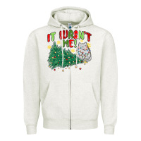 Oatmeal Heather it wasn't me! christmas cat Zipper Hoodie - MaliasSmallBusiness