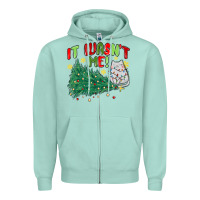 Seafoam it wasn't me! christmas cat Zipper Hoodie - MaliasSmallBusiness