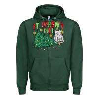 Sports Green it wasn't me! christmas cat Zipper Hoodie - MaliasSmallBusiness