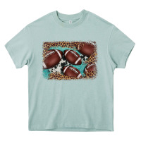 Arona American football leopard cowhide turquoise  leather background Heavy Core Tee - BarkalooDesign