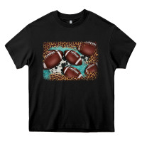 Black American football leopard cowhide turquoise  leather background Heavy Core Tee - BarkalooDesign