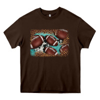 Chocolate Brown American football leopard cowhide turquoise  leather background Heavy Core Tee - BarkalooDesign