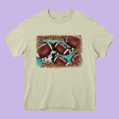 American Football Leopard Cowhide Turquoise  Leather Background Heavy Core Tee Designed By Barkaloodesign