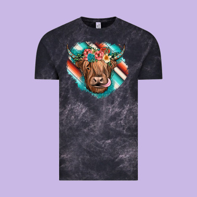 Highland Cow Serape Vintage Tee Designed By Jahusdesignshop